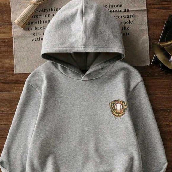 Hoodie with Camouflage Baseball Glove Graphic - Picture 4 of 5